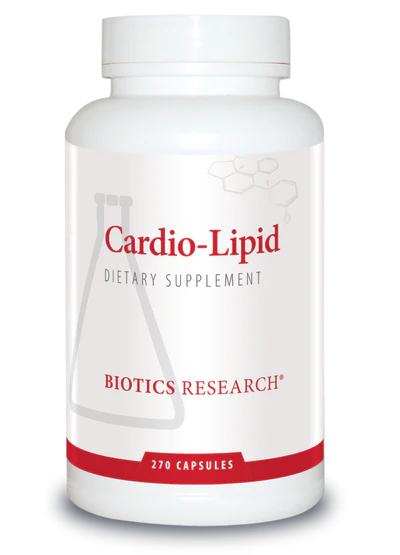 A bottle of cardio lipid dietary supplement.