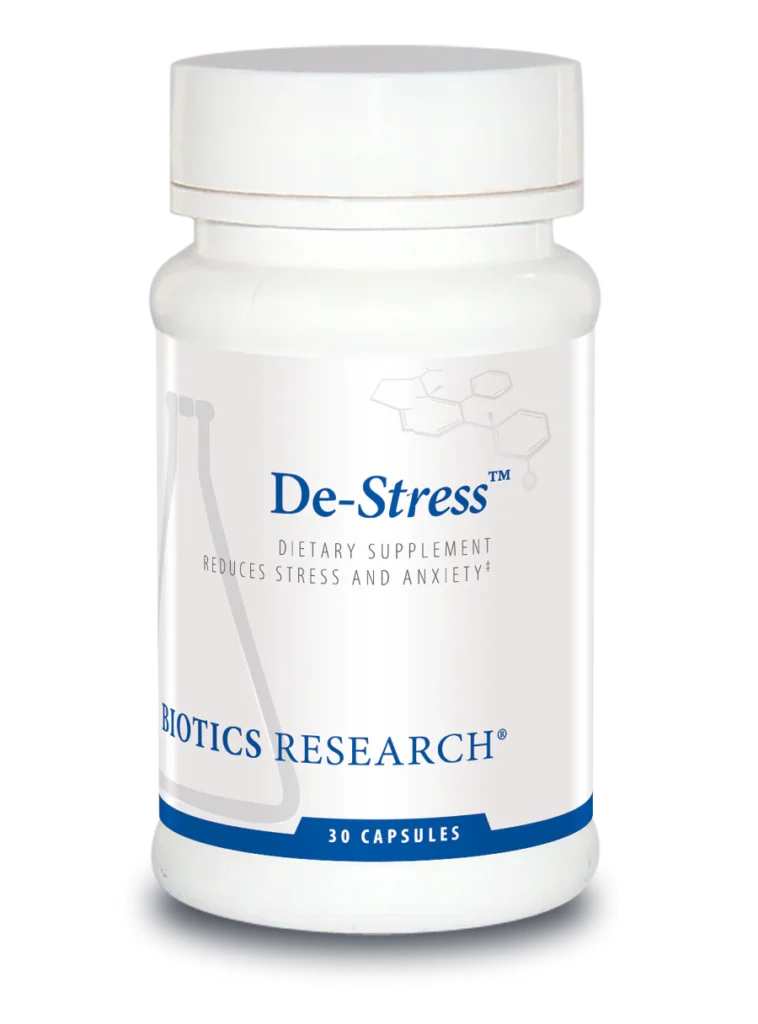 A bottle of de-stress is shown.