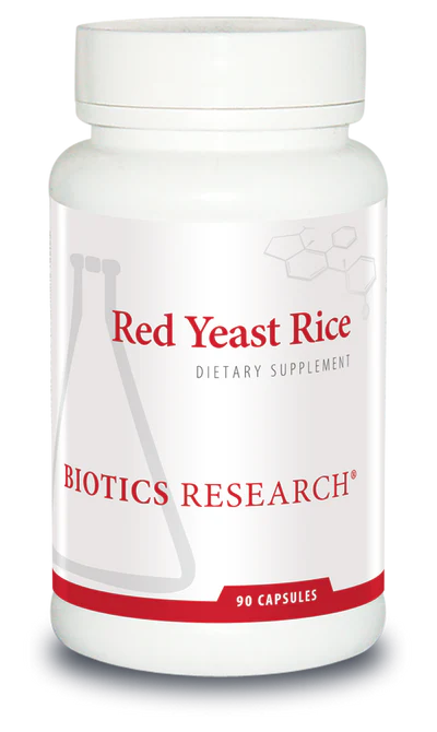 A bottle of red yeast rice is shown.