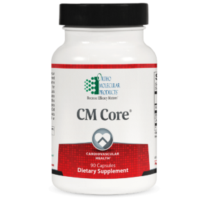 A bottle of supplement with the words " cm core ".