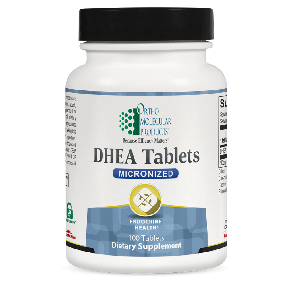 A bottle of dhea tablets micronized