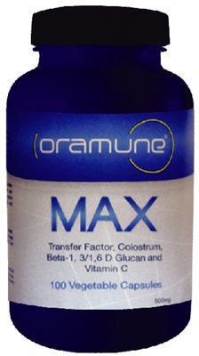 A bottle of oramune max