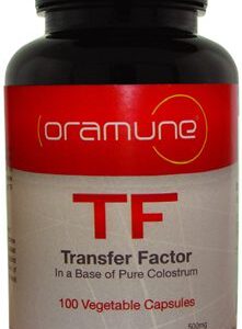 A bottle of oramune tf powder