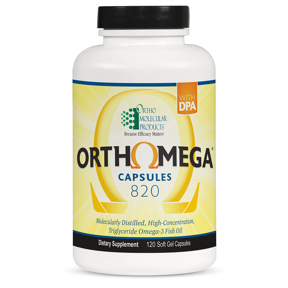 A bottle of orthomega capsules 8 2 0