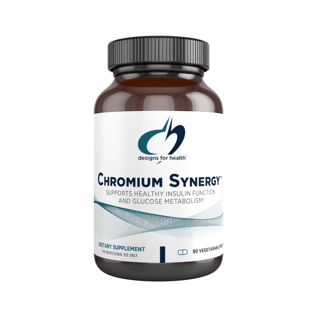 A bottle of chromium synergy supplement