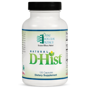 A bottle of natural d-hist supplement.