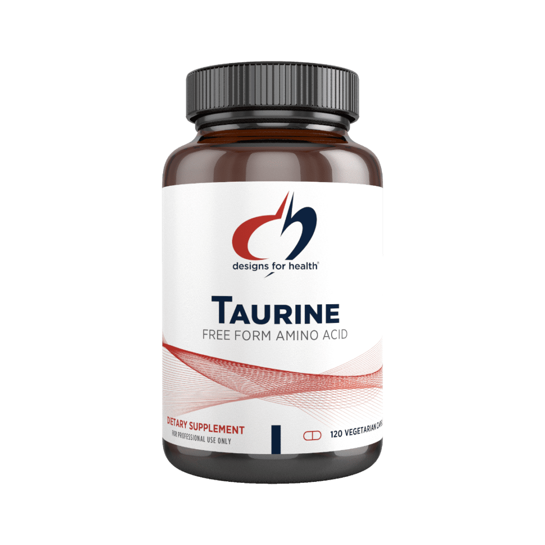 A bottle of taurine is shown here.