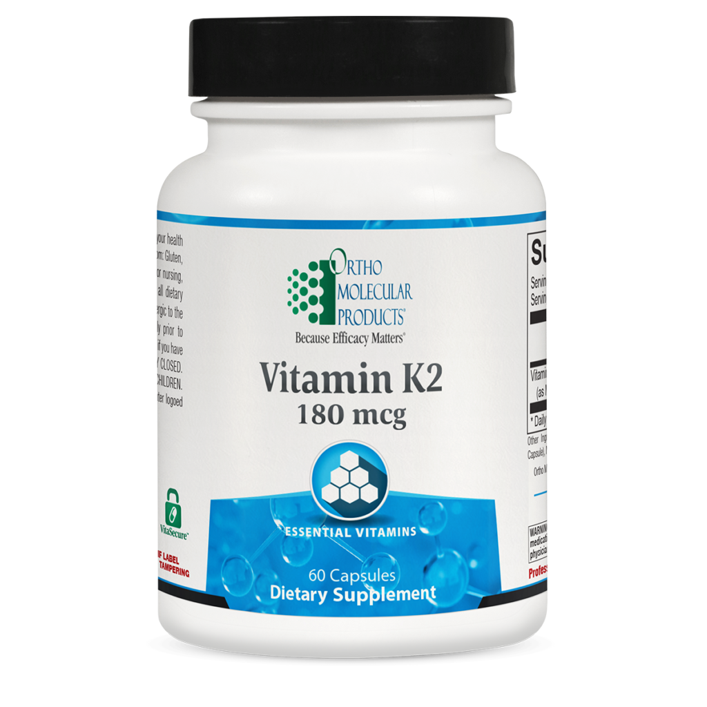 A bottle of vitamin k 2 is shown.