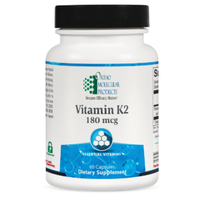 A bottle of vitamin k 2 is shown.