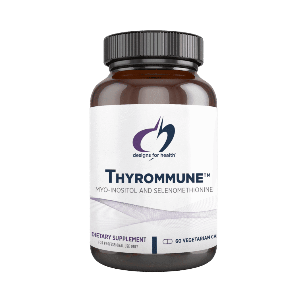 Thyrommune dietary supplement bottle on display.